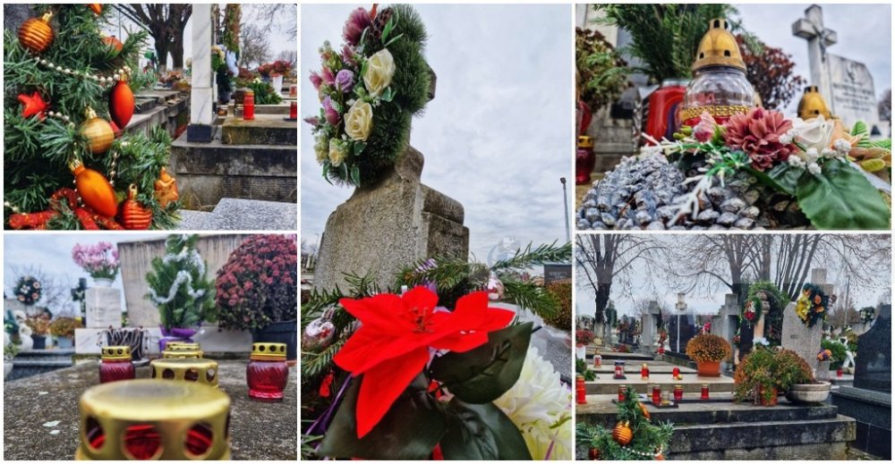 FOTOGALERIE. Lumină și recunoștință înainte de Crăciun. Mormintele din cimitirele sătmărene, decorate de săbrători
