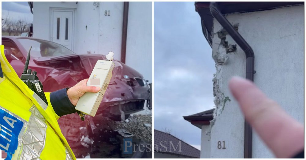 FOTO/VIDEO. Ce alcoolemie avea sătmăreanul care a intrat cu BMW-ul direct într-o casă