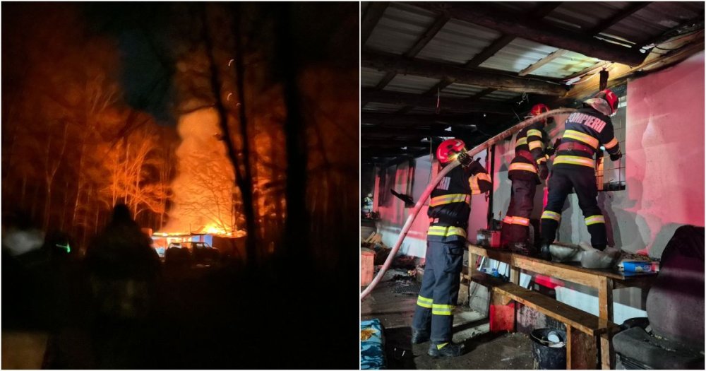 FOTO. Weekend de foc pentru pompierii sătmăreni. Cabane turistice cuprinse de flăcări