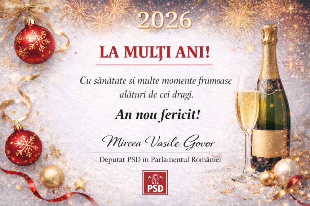 Conducerea PSD Satu Mare vă transmite cele mai sincere urări de La mulți ani și un An Nou fericit!