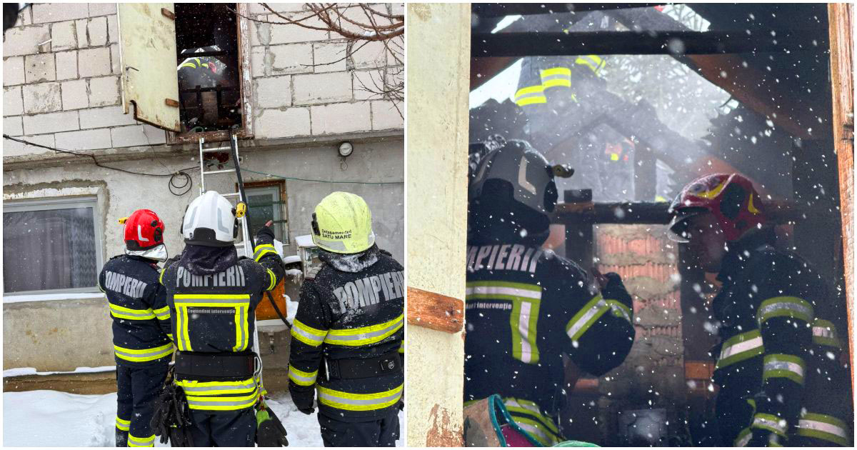 FOTO/VIDEO. Incendiu la o casă din municipiul Satu Mare. Pompieri, jandarmi și polițiști au intervenit