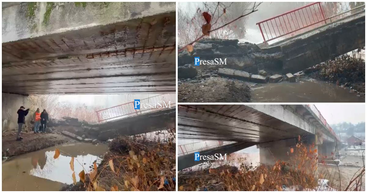 VIDEO. Pod prăbușit parțial, circulație rutieră închisă! Al doilea, în județul vecin