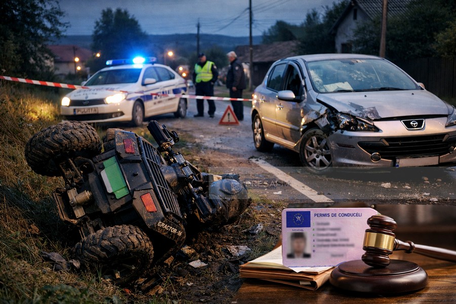 OAȘ. Trei minori, Urmăriți de Poliție, s-au răsturnat cu ATV-ul lângă un cimitir