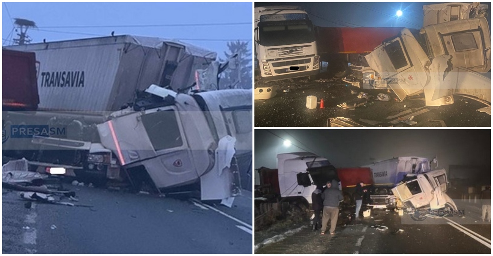 FOTO. Accident pe drumul Satu Mare-Cluj. Impact violent între două TIR-uri
