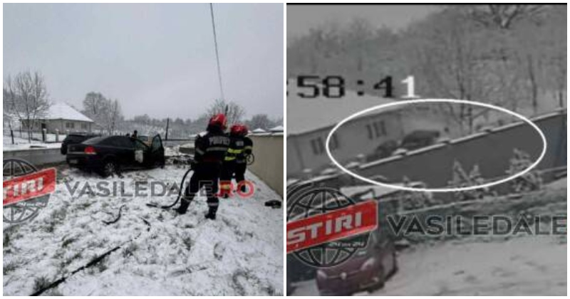 VIDEO. A lovit un cap de pod, a zburat cu mașina peste gard. Accident la limita județului Satu Mare