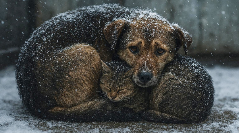Frigul nu iartă! Animalele depind de noi în zilele de ger și ninsoare. DSVSA trage un semnal de alarmă