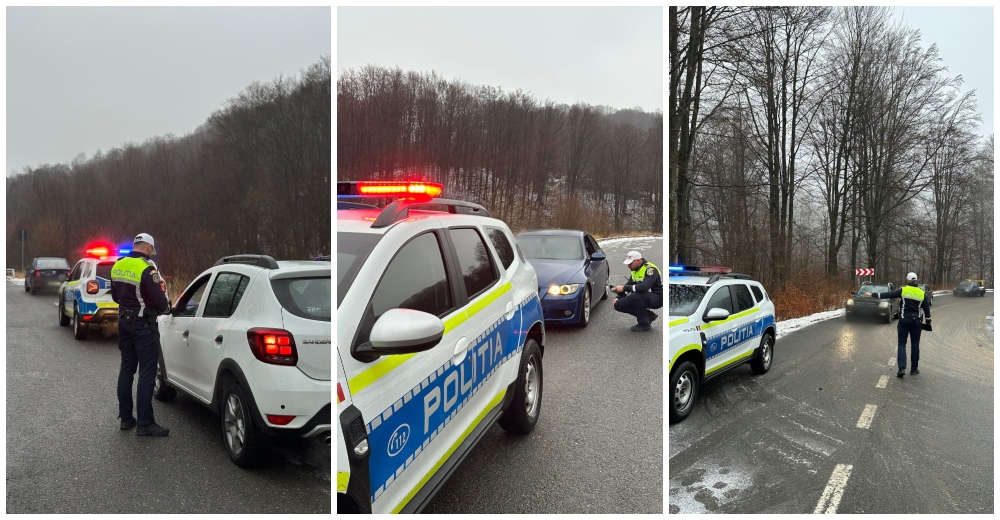 FOTO. Filtre ale Poliției în județul Satu Mare. Anvelopele la control!