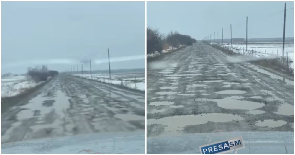 VIDEO. Drumul din Satu Mare, ”vedetă” și în presa națională. N-a fost niciodată asfaltat, iar șoferii fac slalom printre gropi