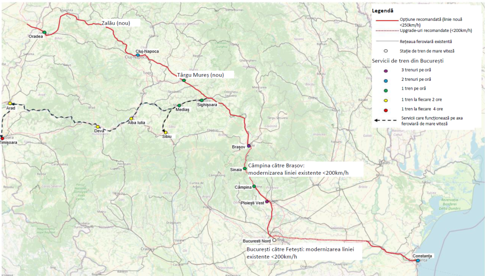 HARTĂ. Cale ferată de mare viteză. Sătmărenii ar putea ajunge în 5 ore la Constanța