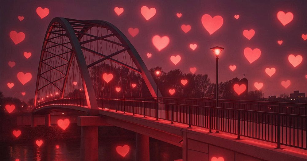 Surpriză de Valentine’s Day la Satu Mare. Punct special, dedicat îndrăgostiților, pe Podul Prieteniei