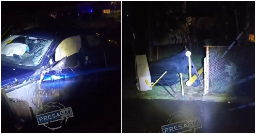 VIDEO. Ce spun polițiștii despre accidentul în care un sătmărean a intrat cu BMW-ul într-un branșament de gaz