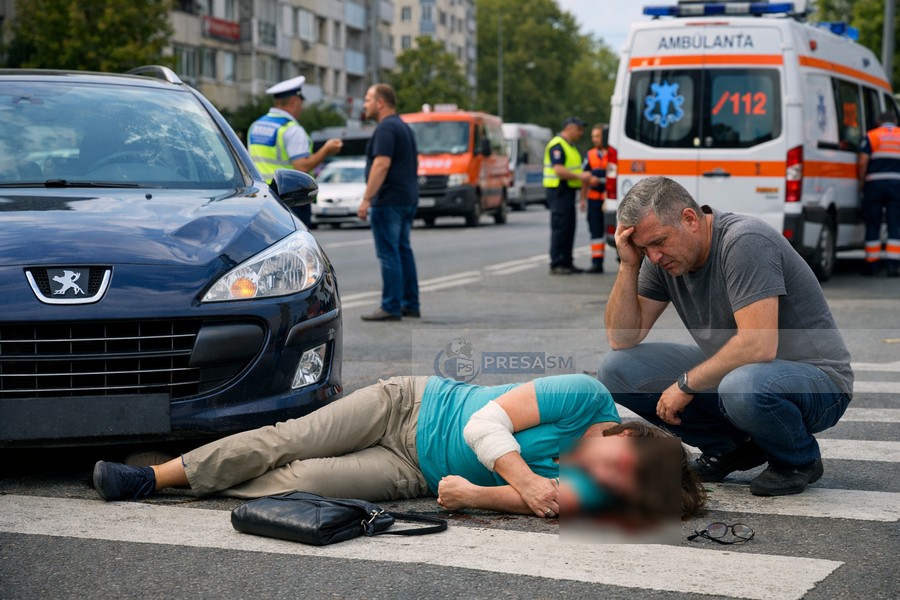 Femeie (38 ani) accidentată pe trecerea de pietoni în Carei. Șoferul (61 ani) nu consumase alcool