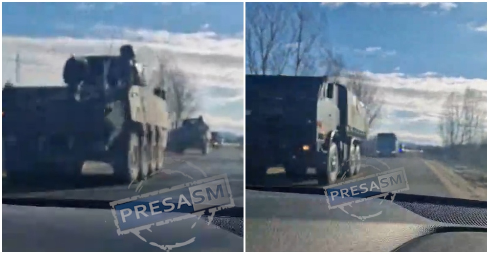 VIDEO. Coloană militară cu blindate Piranha, surprinsă pe DJ 193, în județul Satu Mare