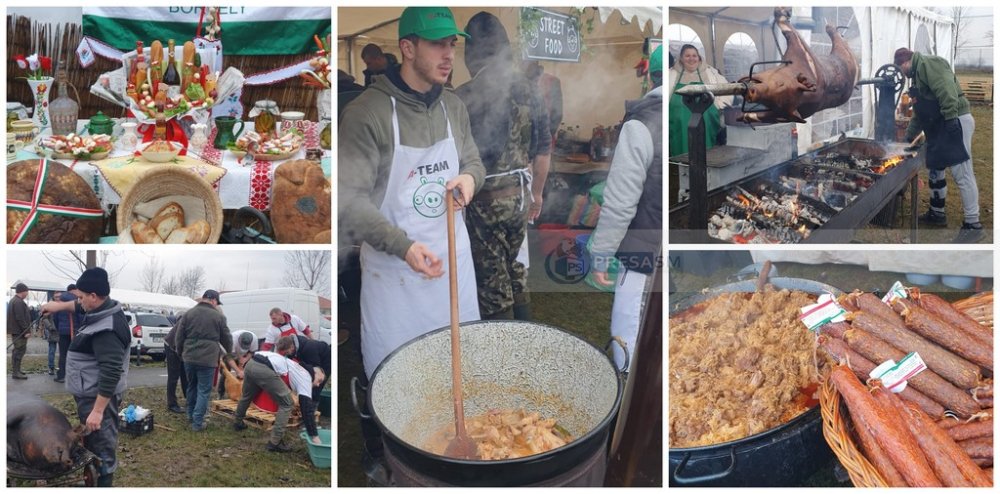 FOTOGALERIE. Poftiți la preparate delicioase! Concursul de tăiat porci, cu zeci de bucătari, în județul Satu Mare