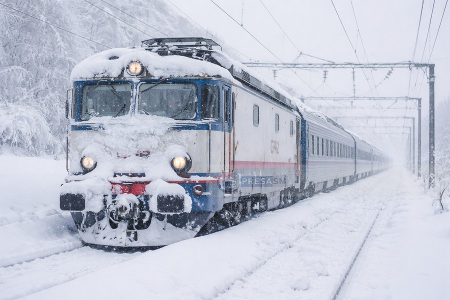 COȘMAR. Trenul Satu Mare – București, blocat din cauza viscolului. Întârzieri uriașe pe calea ferată