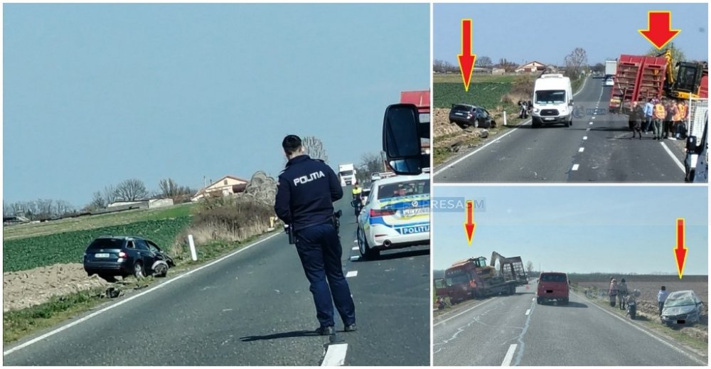 FOTO/VIDEO. O șoferiță a produs un accident în lanț, astăzi, în județul Satu Mare