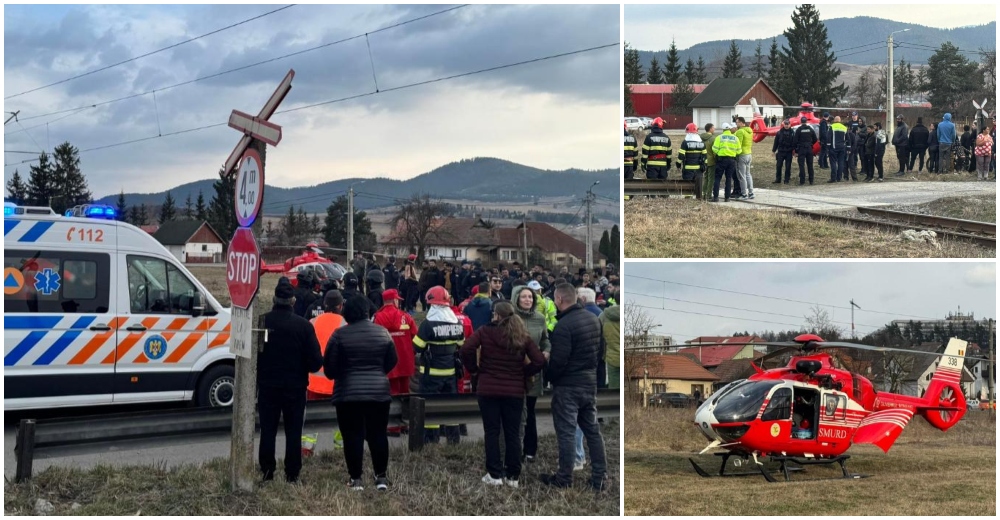FOTO. Căruță lovită de tren. O mamă și calul au murit, un bebeluș și alți doi copii, grav răniți