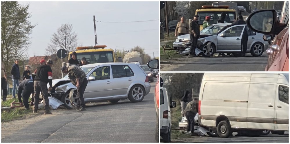 FOTO. La un pas de tragedie! Parapetul l-a salvat pe un șofer să nu cadă în canal