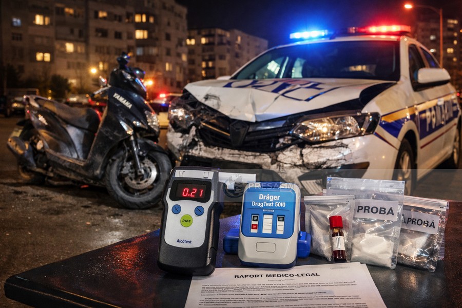 Un bărbat a accidentat intenționat cu mopedul mașina Poliției Satu Mare. Urmărire ca în filme și înjurături