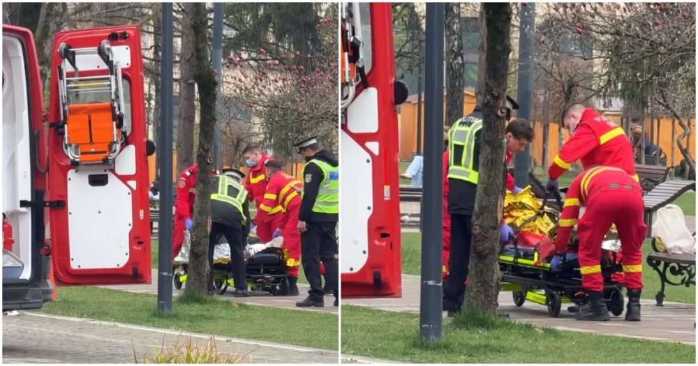 VIDEO. Bărbat găsit căzut pe o bancă în Parcul Central. Polițiștii locali au intervenit de urgență