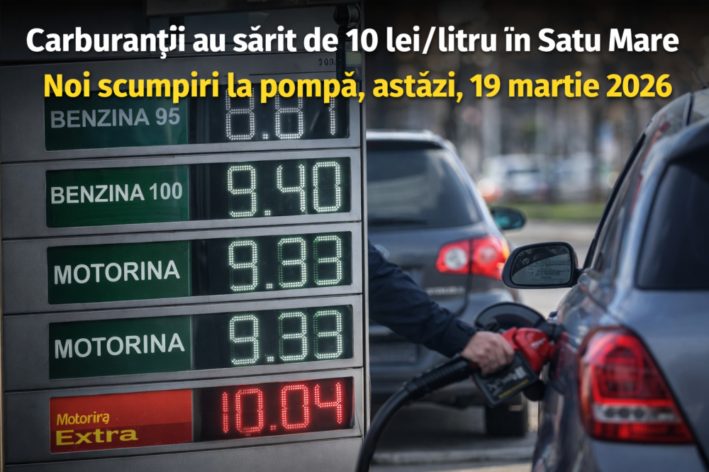 LISTĂ. Carburanții au sărit de 10 lei/litru în Satu Mare. Noi scumpiri la pompă, astăzi, 19 martie 2026