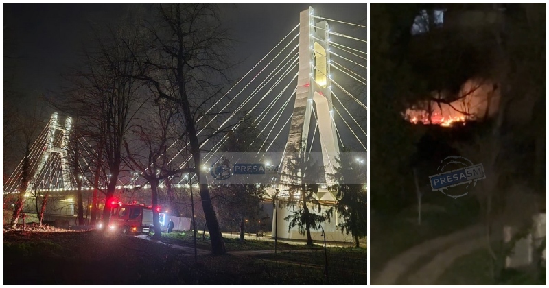 FOTO/VIDEO. Incendiu în zona Podului Transilvania din Satu Mare. Pompierii au intervenit de urgență