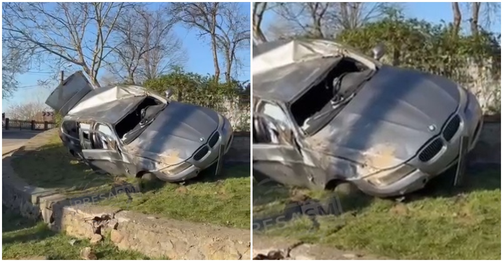 FOTO/VIDEO. Băut și cu permisul suspendat, un tânăr s-a oprit cu mașina în gardul bisericii