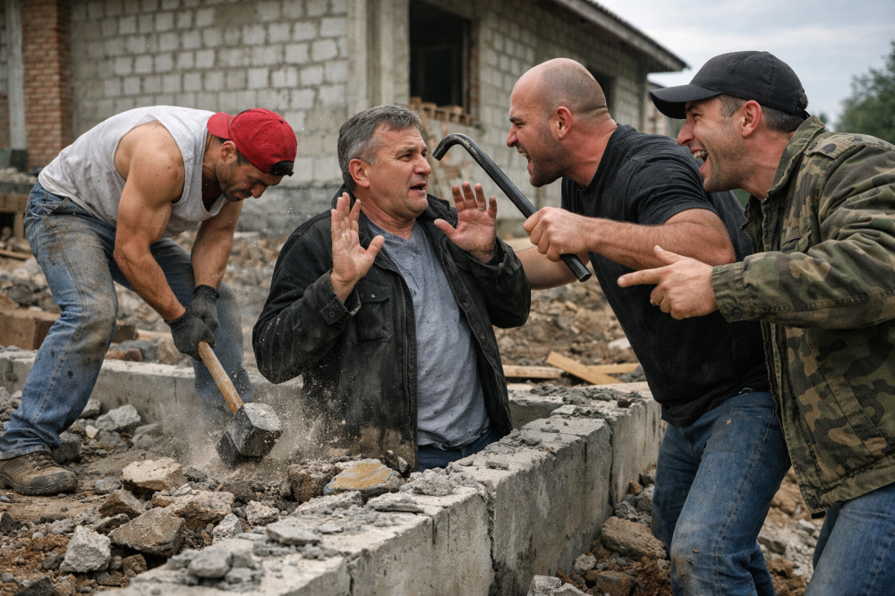 Doi muncitori sătmăreni au mers acasă la patron să își ceară salariile. Au zburat pietre, afacerist hăituit