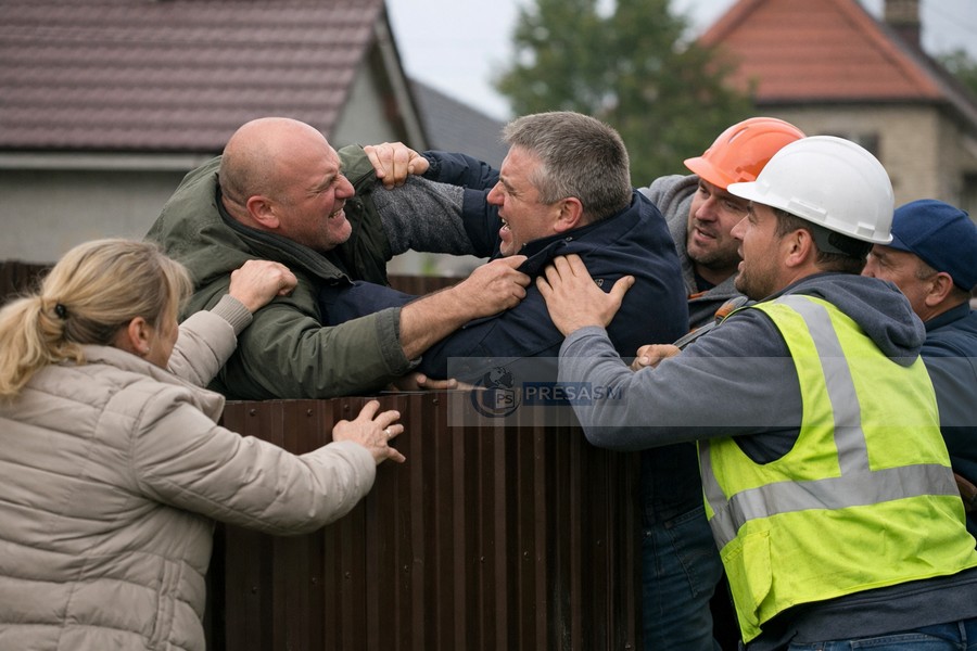 Bătaie între vecini, în municipiul Satu Mare. Muncitorii au sărit să îi despartă