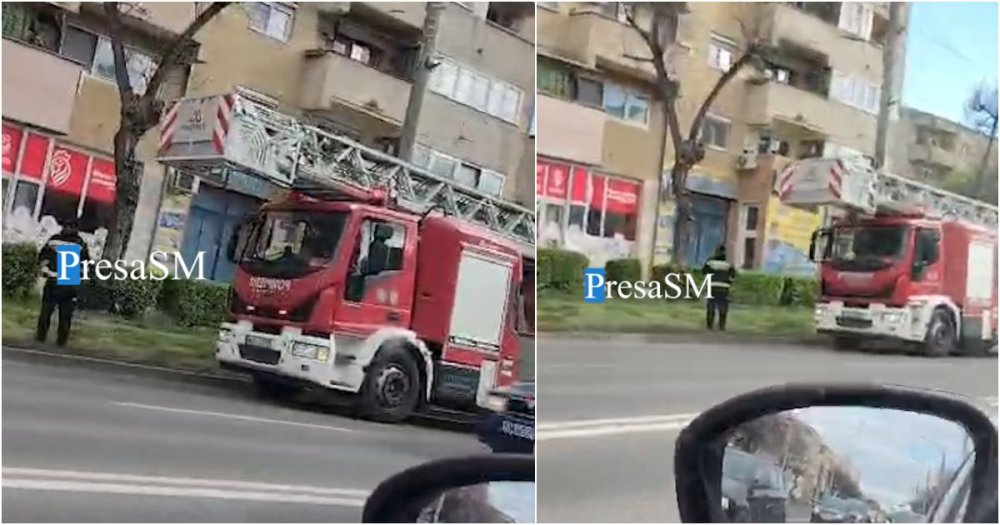 VIDEO. Pericol real pe Drumul Careiului. Intervin pompierii cu autospeciala la mare înălțime