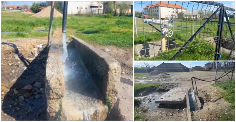 FOTO. Apă termală nefolosită de aproape 50 de ani. Curge prin șanțuri în județul Satu Mare