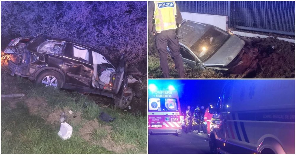 FOTO. Sătmărean implicat într-un accident în județul vecin. Impact între două autoturisme. Mașină făcută praf