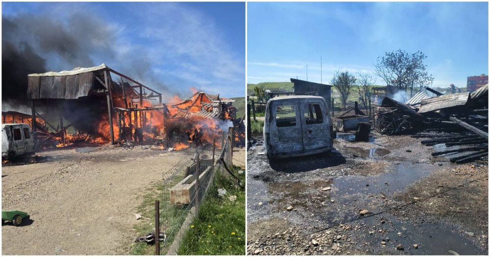 FOTO. Incendiu de amploare într-o localitate din județul Satu Mare. Pagube însemnate. De la ce a pornit focul