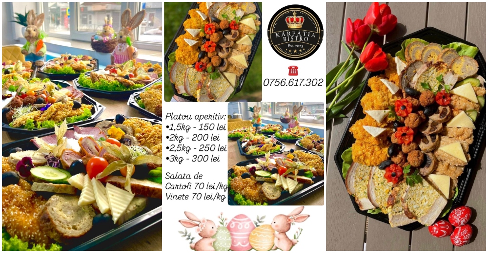 FOTO. Platouri festive pentru masa de Paște: ofertă variată și prețuri accesibile la Kárpátia Bistro
