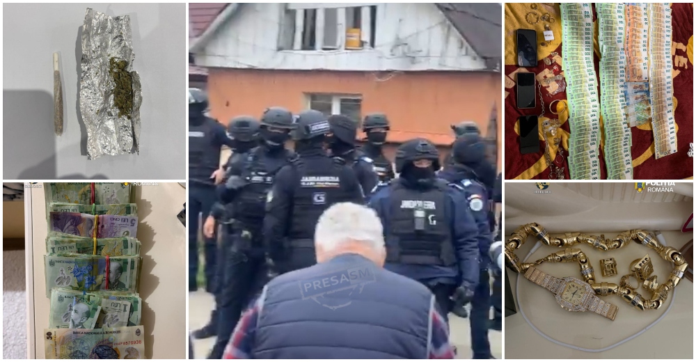 FOTO/VIDEO. Percheziții, droguri, sume mari de bani și mulți mascați în Satu Mare