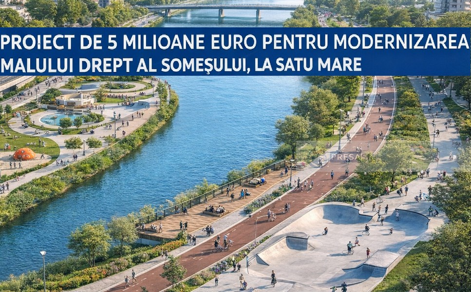 FOTO. Proiect de 5 milioane euro pentru modernizarea malului drept al Someșului, la Satu Mare