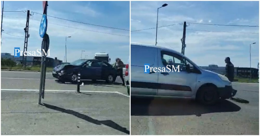VIDEO. Accident pe B-dul Lucian Blaga din Satu Mare. În sensul cu Parcul Industrial