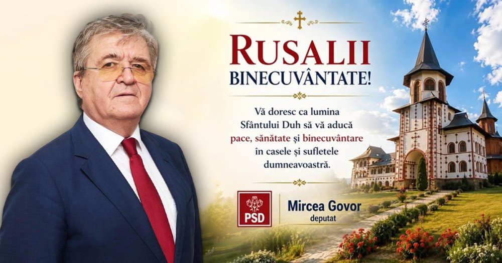 Mesajul deputatului Mircea Govor de Rusalii: ”Lumina Sfântului Duh să vă aducă pace și sănătate”