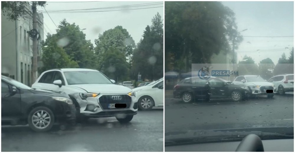 VIDEO. Accident pe Calea Traian. Impact între două mașini, în intersecția aglomerată