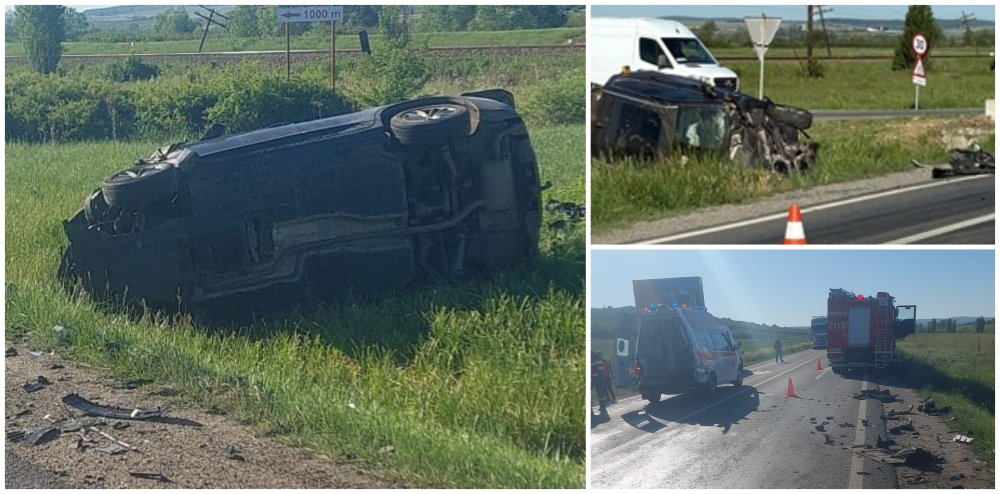FOTO. Accident grav pe DN1F, către Satu Mare! Trei persoane rănite după o coliziune între o autoutilitară și un autoturism