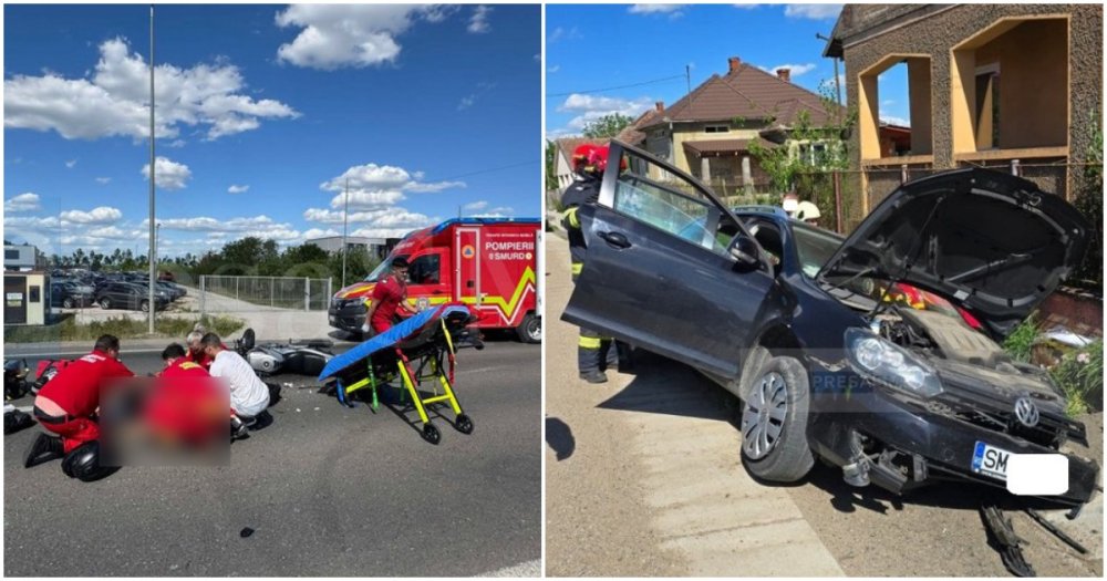 FOTO/VIDEO. Spirit de salvator fără pauză. Pompieri aflați în timpul liber, intervenție decisivă la două accidente din Satu Mare