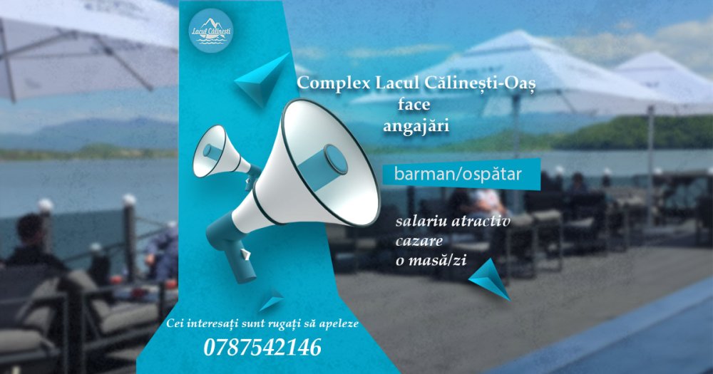Complex Lacul Călinești-Oaș face angajări. Se caută barman/ospătar
