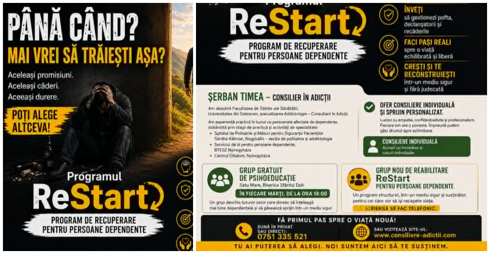 SPECIALIST. Dependența nu trebuie să îți decidă viitorul – sprijin real pentru schimbare în Satu Mare