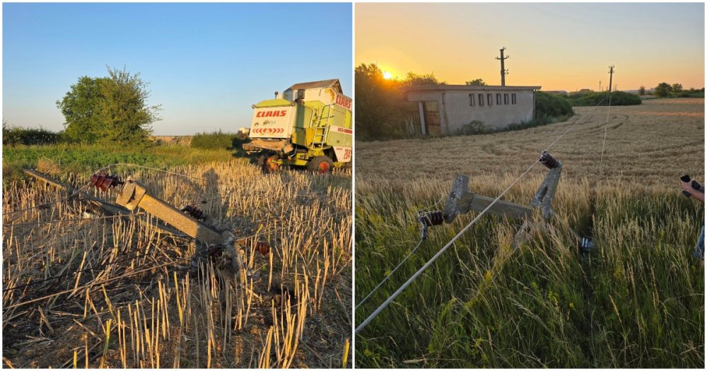 FOTO. Pană de curent într-o localitate din Satu Mare, totul din cauza unui accident agricol