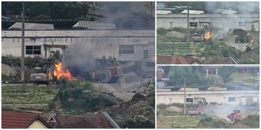 VIDEO. Ardere ilegală de deșeuri în curtea unei firme din municipiul Satu Mare. Pompierii i-au amendat, la sesizarea PresaSM