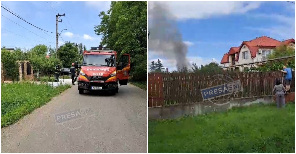 VIDEO. Incendiu la o gospodărie din Mărtinești. Mai multe echipaje de pompieri au intervenit de urgență