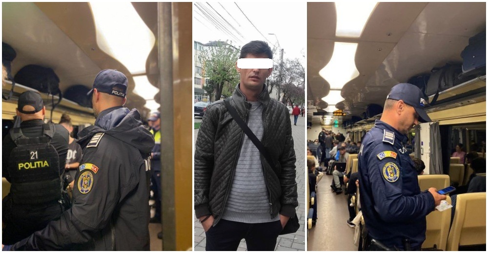 FOTO. Scandal monstru într-un tren plecat din Satu Mare. Un recidivist a mușcat un polițist de mână 