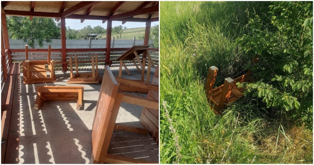 FOTO. Imagini revoltătoare la Ardud. Spațiu destinat tinerilor, vandalizat. Polițiștii îi caută pe vinovați
