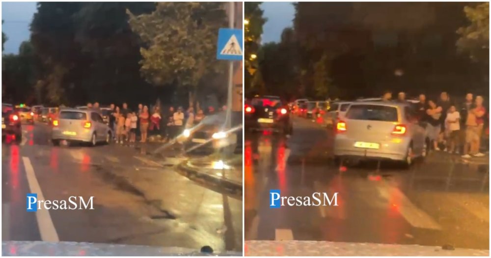 FOTO. Accident rutier în Micro 14. Intersecție blocată, zeci de persoane s-au adunat în zonă