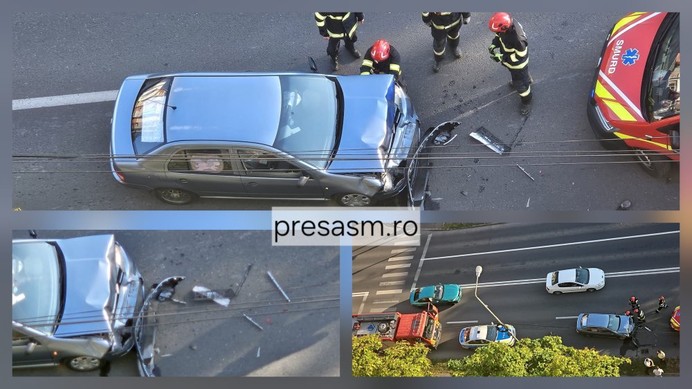 FOTO. Accident în lanț în zona Soarelui. Pompierii, Poliția și Ambulanța la fața locului
